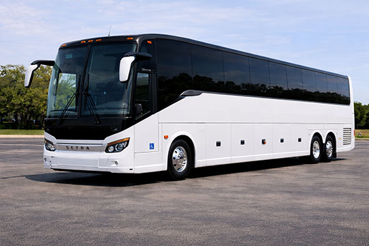 56-passenger charter bus available for charter in Palm Springs, CA